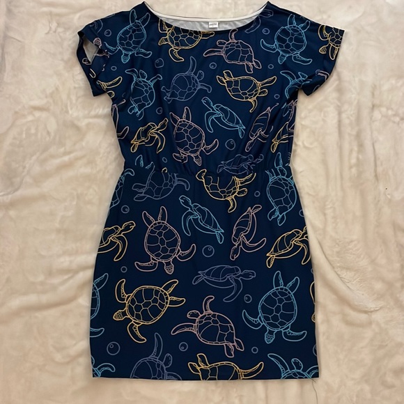 Dresses | Navy Sea Turtle Print Dress By Nanu Size L | Poshmark